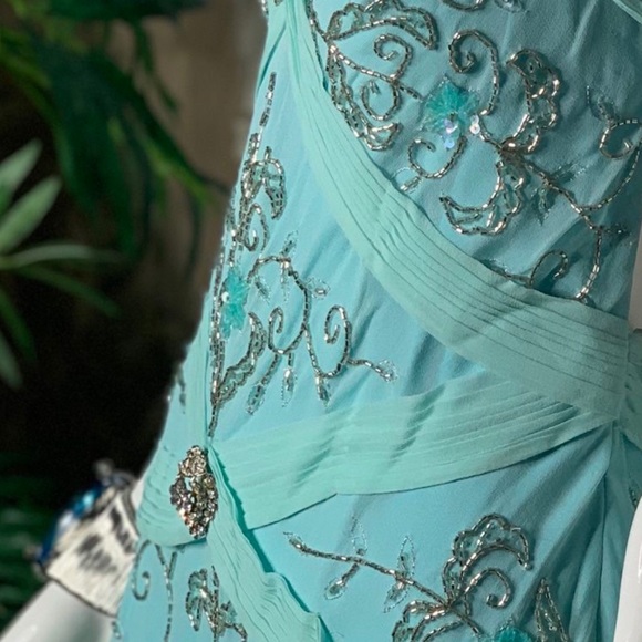 Aqua blue Cocktail Dress New Size Petite Large - Picture 10 of 10